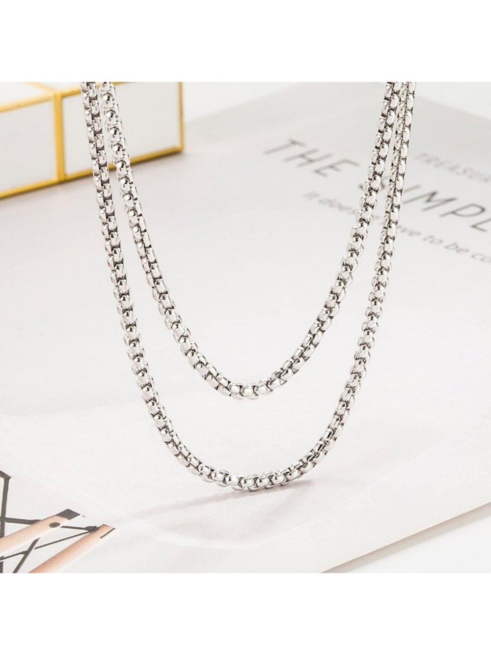 925 Sterling Silver Square Rolo Link Choker Necklace for Men & Women - 18" to 28 - Picture 6 of 9